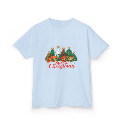 Merry Christmas Reindeer & Dino Trees Kids Tee