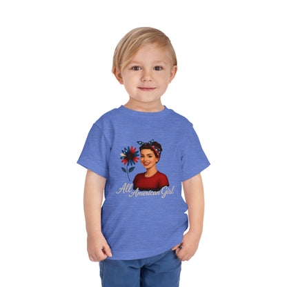 Toddler Tee All American Girl Patriotic Floral Shirt