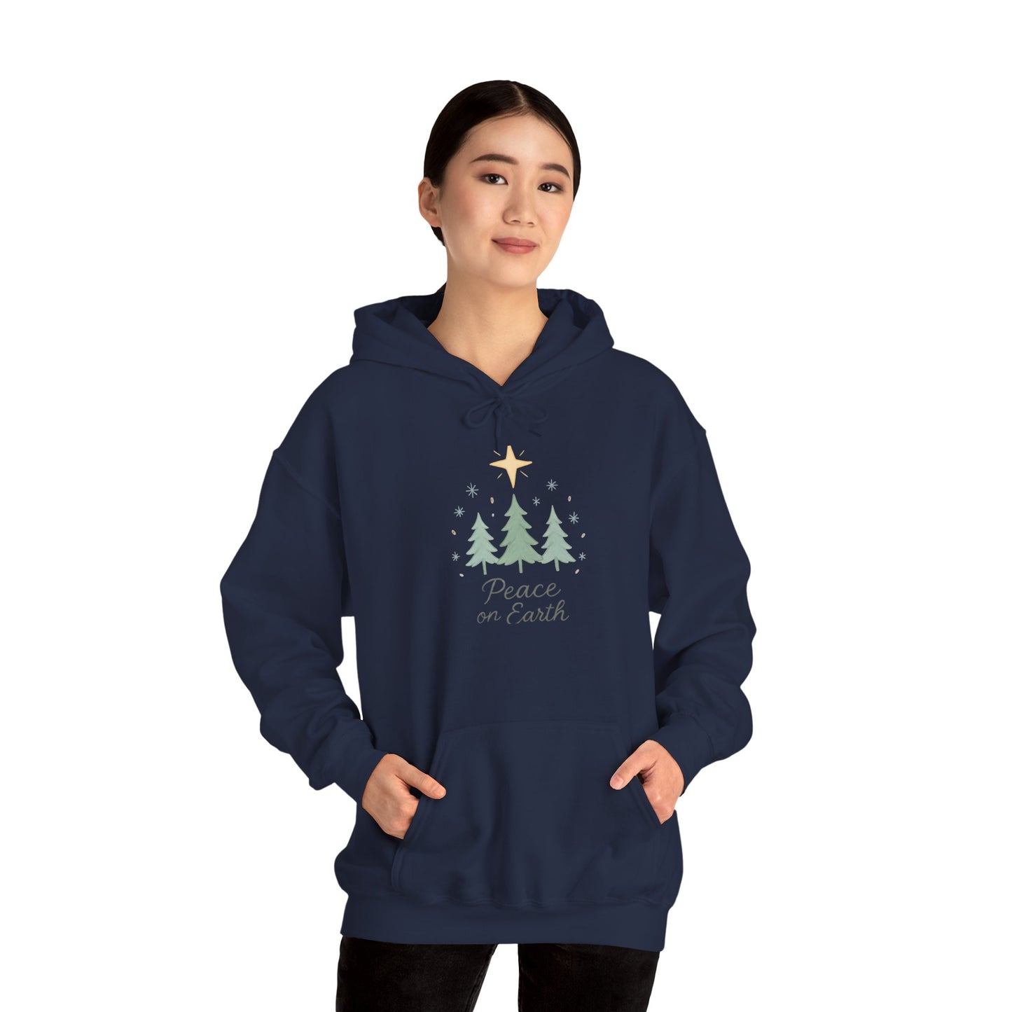 Holiday Hoodie - "Peace on Earth" Christmas Tree Pullover