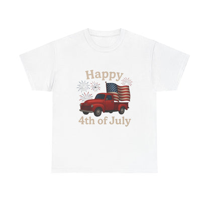 🚙 Happy 4th of July Truck Tee – Patriotic Vintage Pickup Shirt