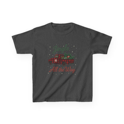 Jingle All The Way Dino Truck Kids Christmas Tee