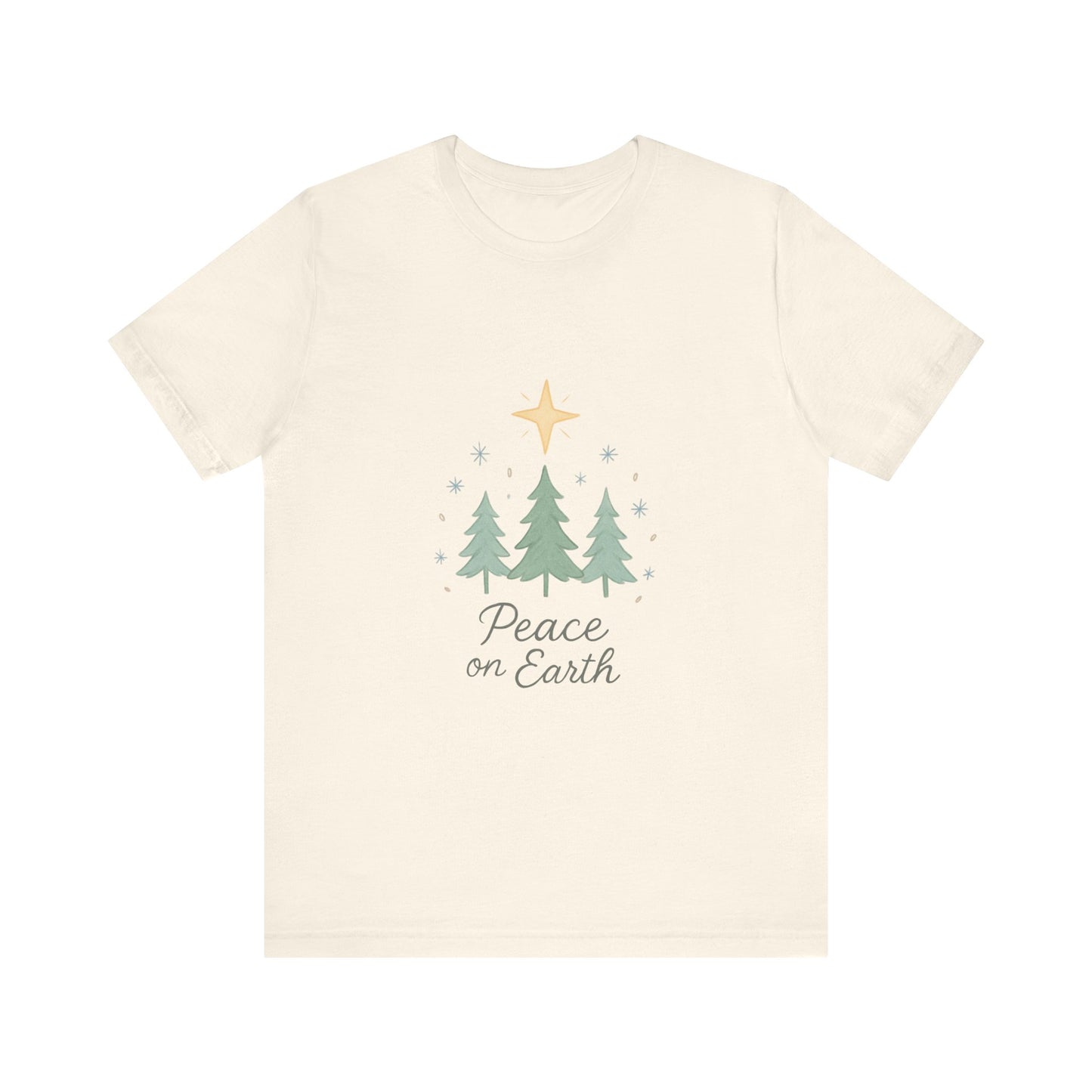 Peace on Earth Christmas Tee — Holiday Pine Tree Graphic Shirt