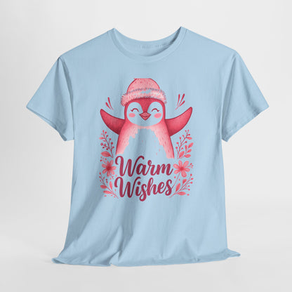 Warm Wishes Pink Penguin Tee - Holiday Tee