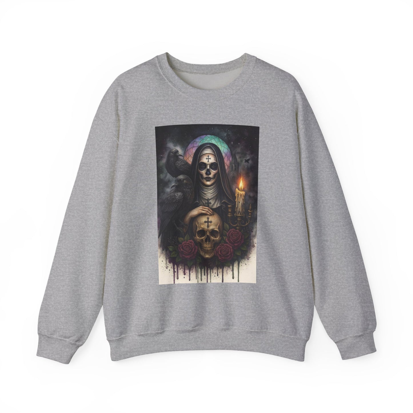Gothic Nun Skull Halloween Crewneck Sweatshirt