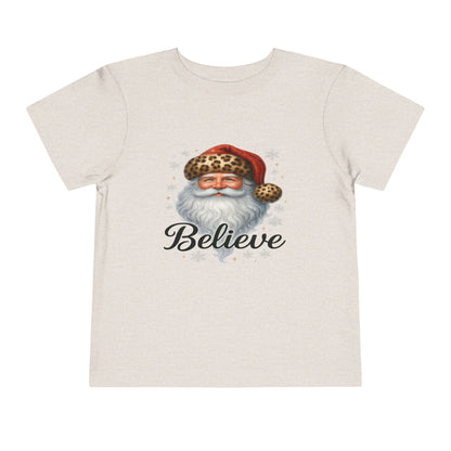 Believe Santa Leopard Print Toddler Christmas Tee