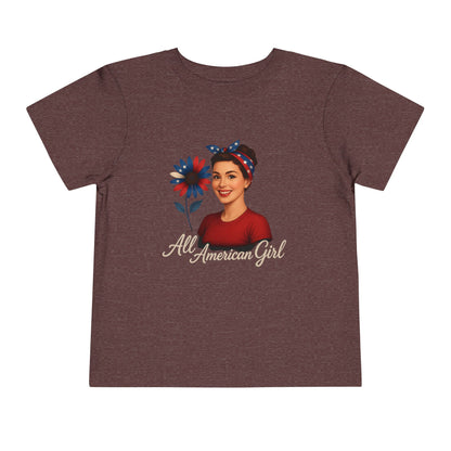 Toddler Tee All American Girl Patriotic Floral Shirt
