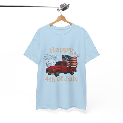 🚙 Happy 4th of July Truck Tee – Patriotic Vintage Pickup Shirt