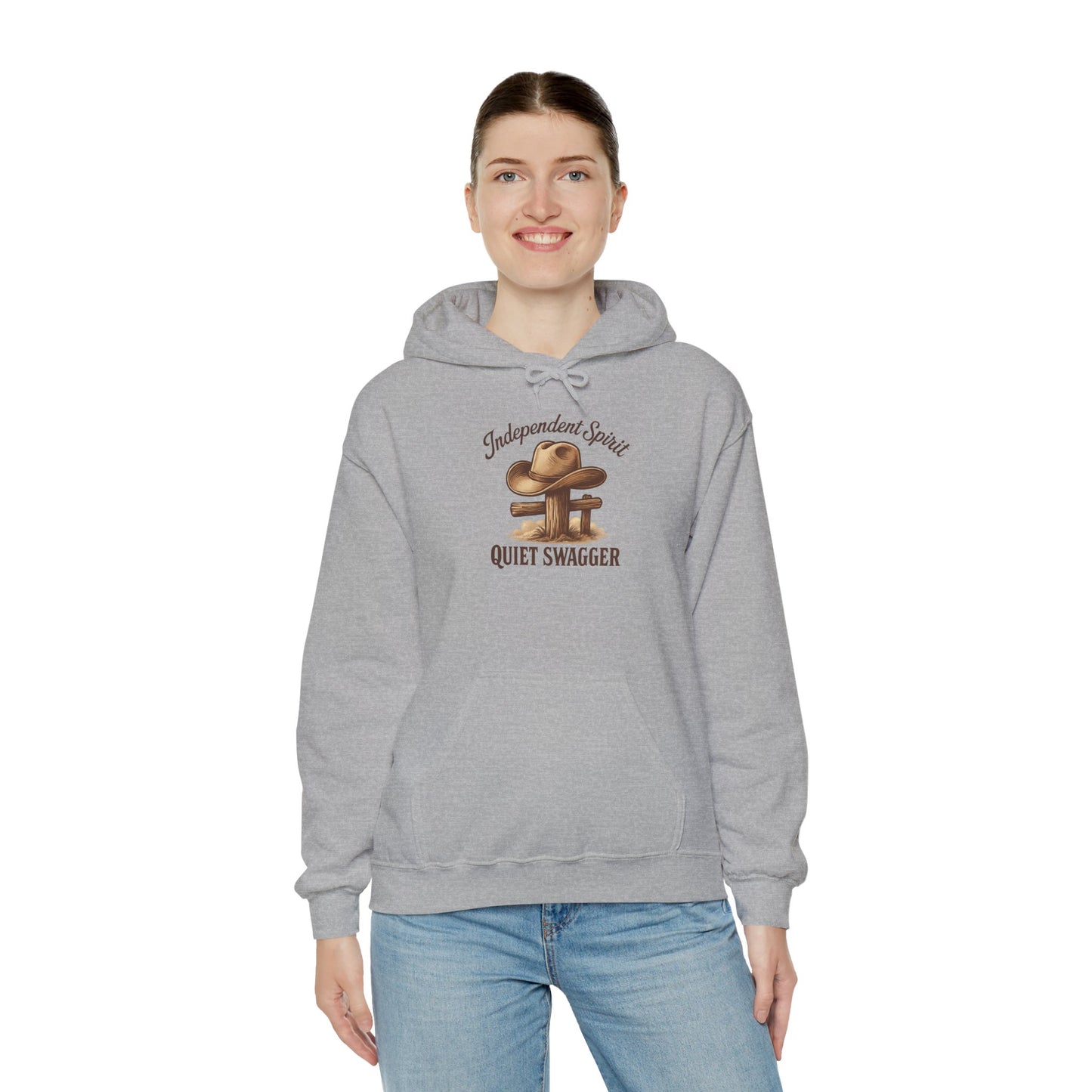 Quiet Swagger Hoodie – "Independent Spirit" Cowboy Hat Graphic Pullover
