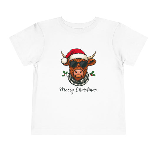 Mooey Christmas Highland Cow Toddler Tee
