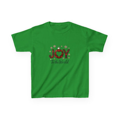 JOY Dinosaur Christmas Tee - Plaid Ornament Dino Shirt