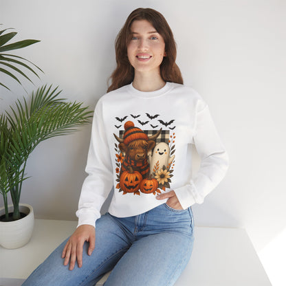Happy Halloween Cow & Ghost Crewneck Sweatshirt