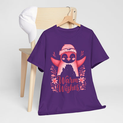 Warm Wishes Pink Penguin Tee - Holiday Tee