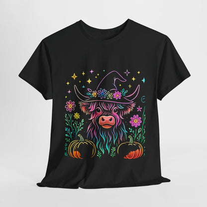 🎃 Magical Highland Cow Tee – Witchy Pumpkin Farm Shirt