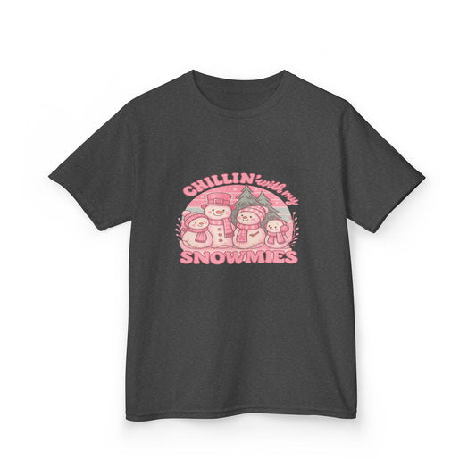 Chillin' with My Snowmies - Holiday Dinosaur Kids Tee