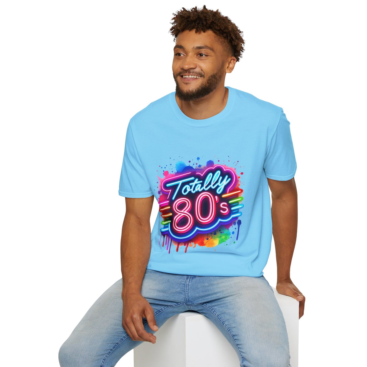 Totally 80s Unisex Softstyle T-Shirt – Retro Vintage Tee, Nostalgic Gift, Party Shirt, Perfect for 80s Theme Events, Festival Wear