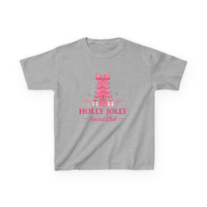 Holly Jolly Dino Christmas Tee - Pink Holiday Kids Shirt