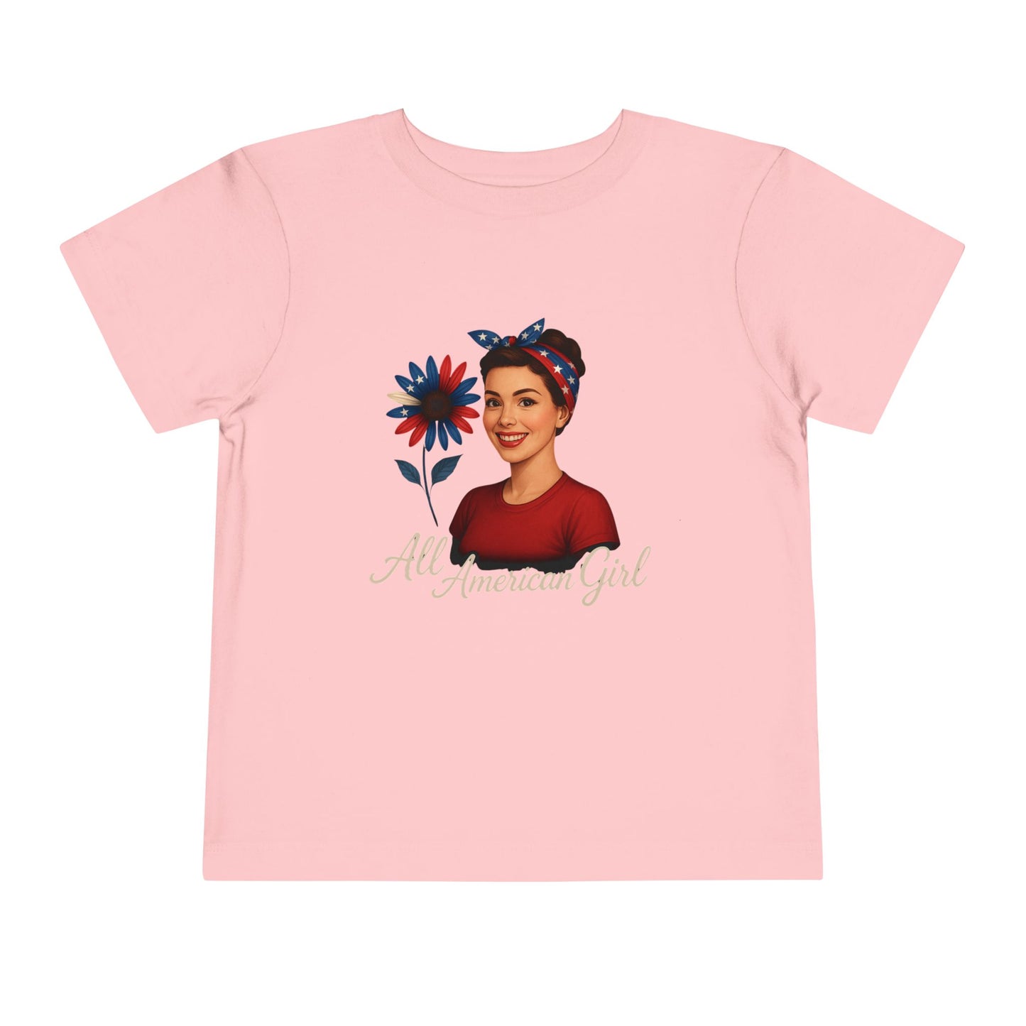 Toddler Tee All American Girl Patriotic Floral Shirt