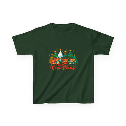 Merry Christmas Reindeer & Dino Trees Kids Tee