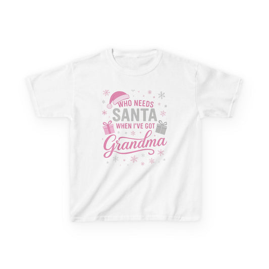 Grandma's My Santa! Christmas Dino Kids Tee