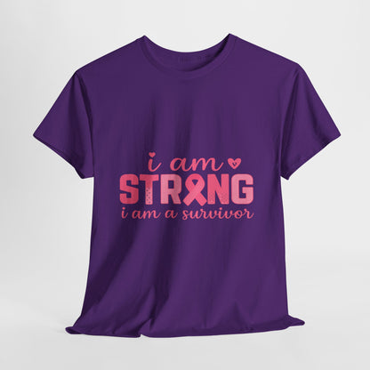 I AM STRONG - Pink Ribbon Breast Cancer Awareness Tee