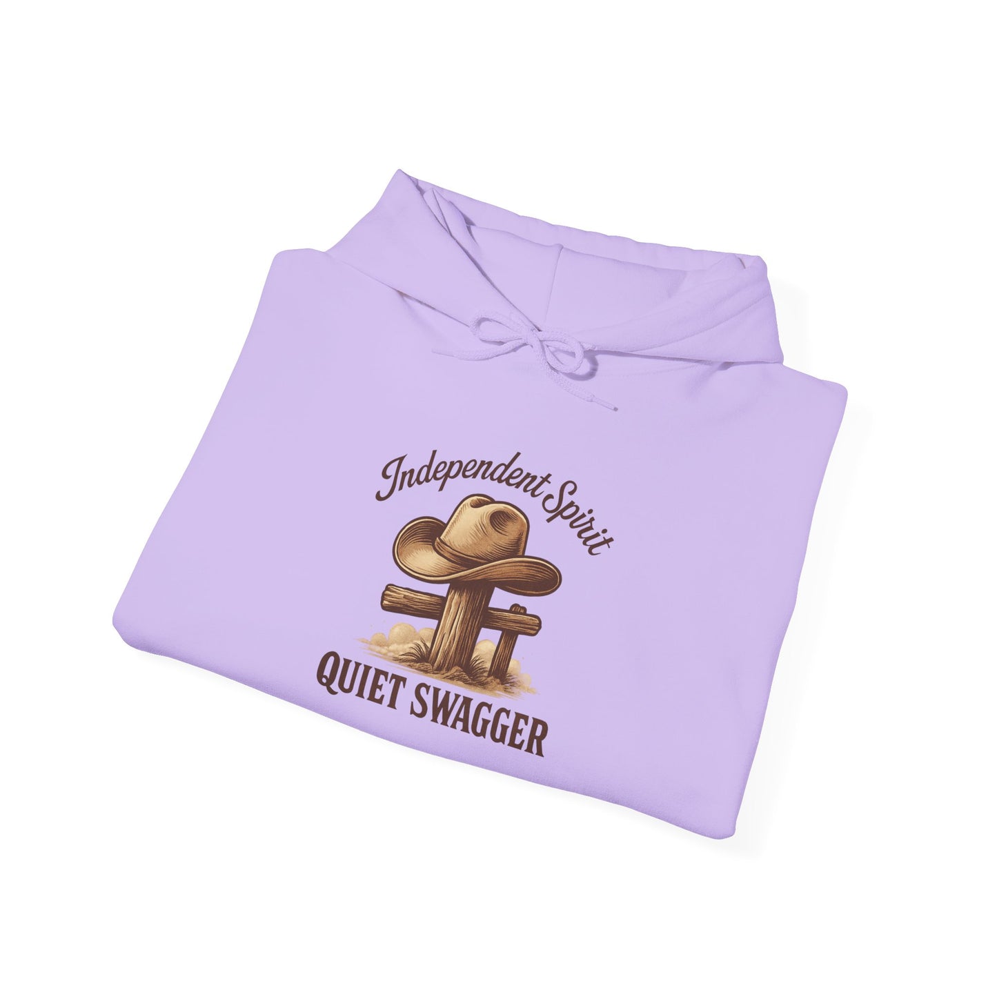 Quiet Swagger Hoodie – "Independent Spirit" Cowboy Hat Graphic Pullover
