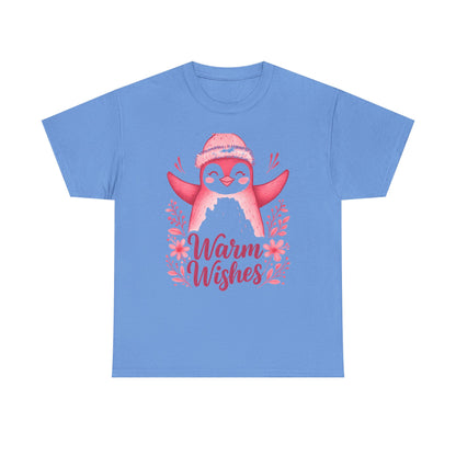 Warm Wishes Pink Penguin Tee - Holiday Tee