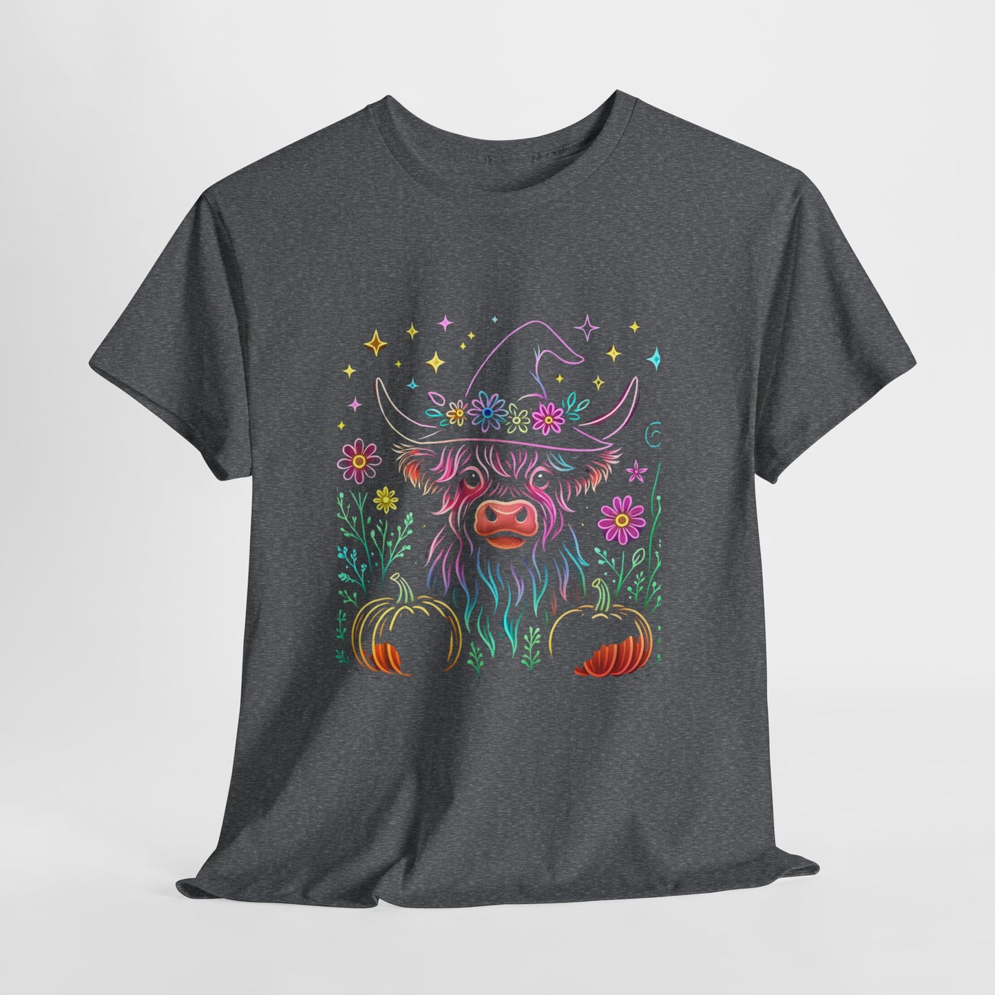 🎃 Magical Highland Cow Tee – Witchy Pumpkin Farm Shirt