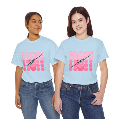 MOM Cheer – Pink Bubble Letter Spirit Tee