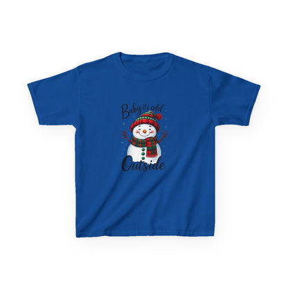 Baby It's Cold Outside Snowman Dinosaur Kids Tee