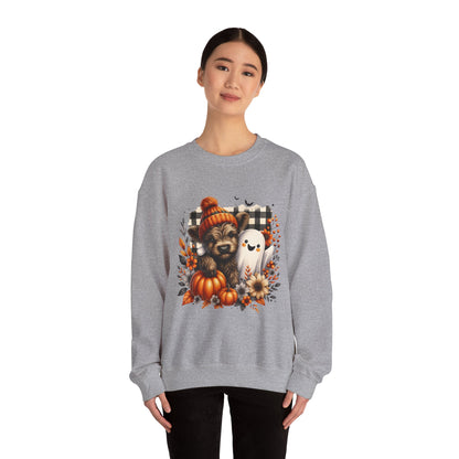 Cute Halloween Dog & Ghost Crewneck Sweatshirt