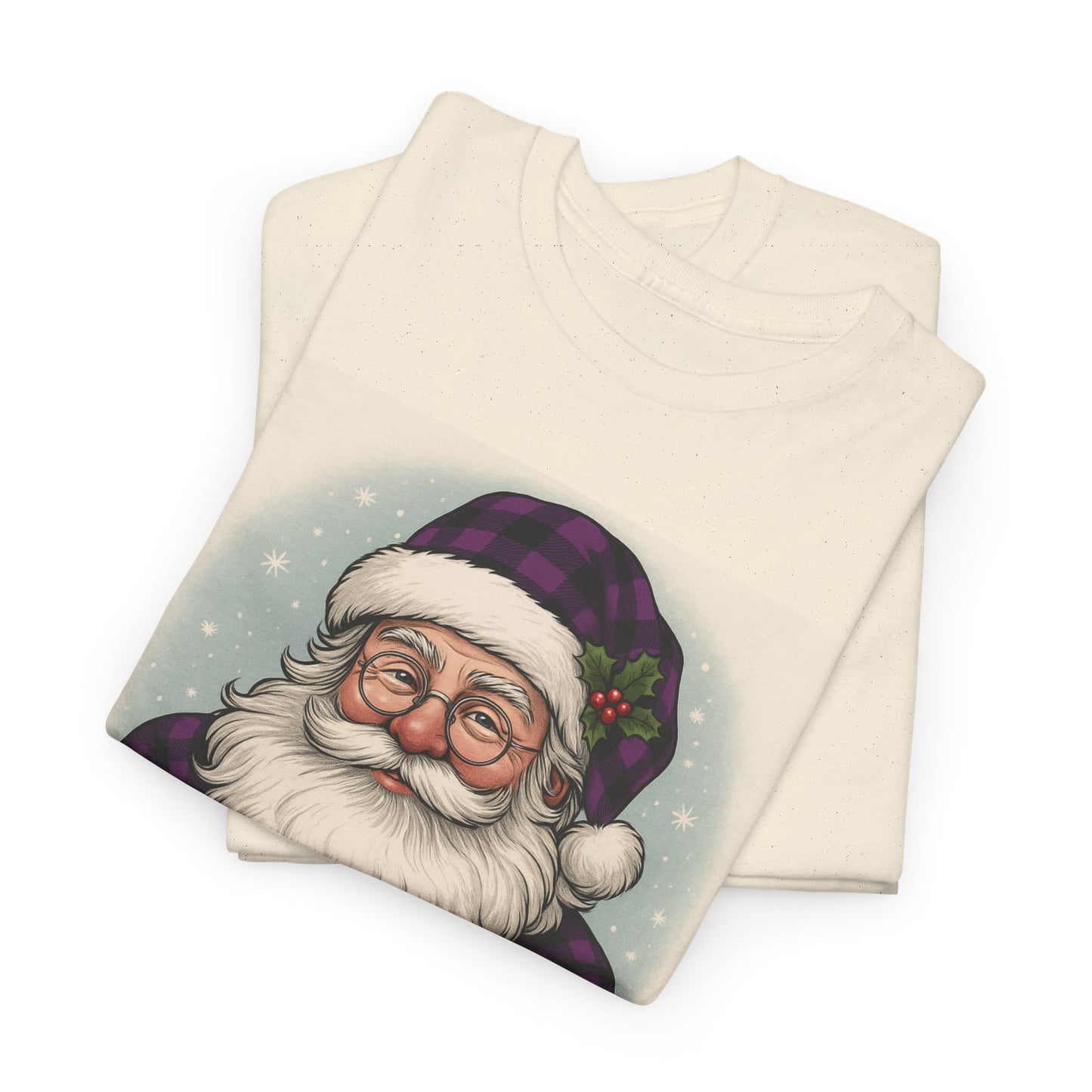 Retro Purple Plaid Santa