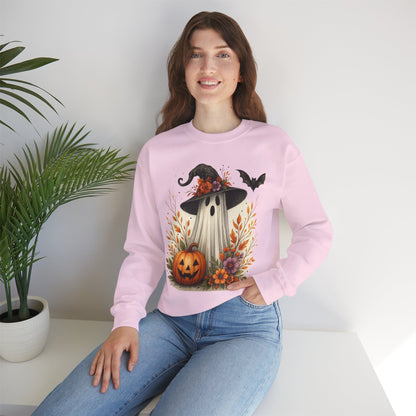 Halloween Ghost Crewneck Sweatshirt, Cozy Fall Apparel, Cute Ghost Design, Pumpkin Sweatshirt, Unisex Halloween Gift