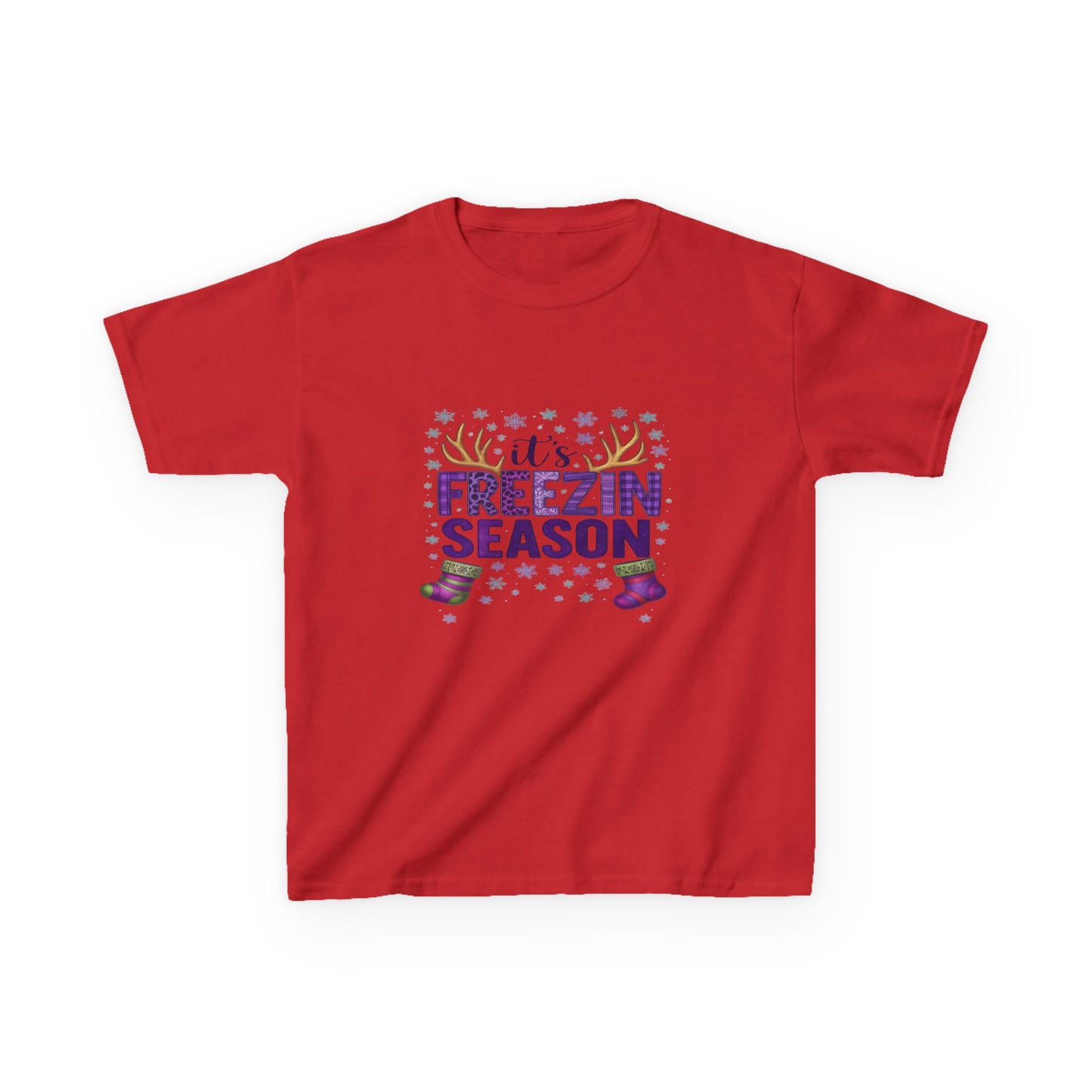 It's Freezin' Season Dino Christmas Tee - Kids Holiday Shirt