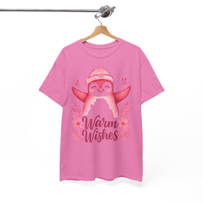 Warm Wishes Pink Penguin Tee - Holiday Tee
