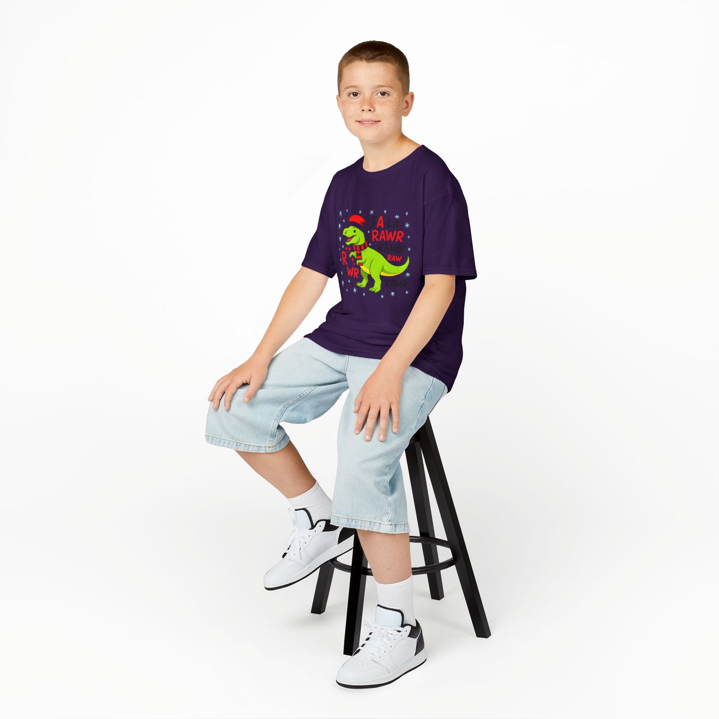 Holiday Dinosaur Kids Tee, Christmas Shirt, Fun Dinosaur T-Shirt, Kids Party Outfit, Cute Graphic Tee, Gift for Kids