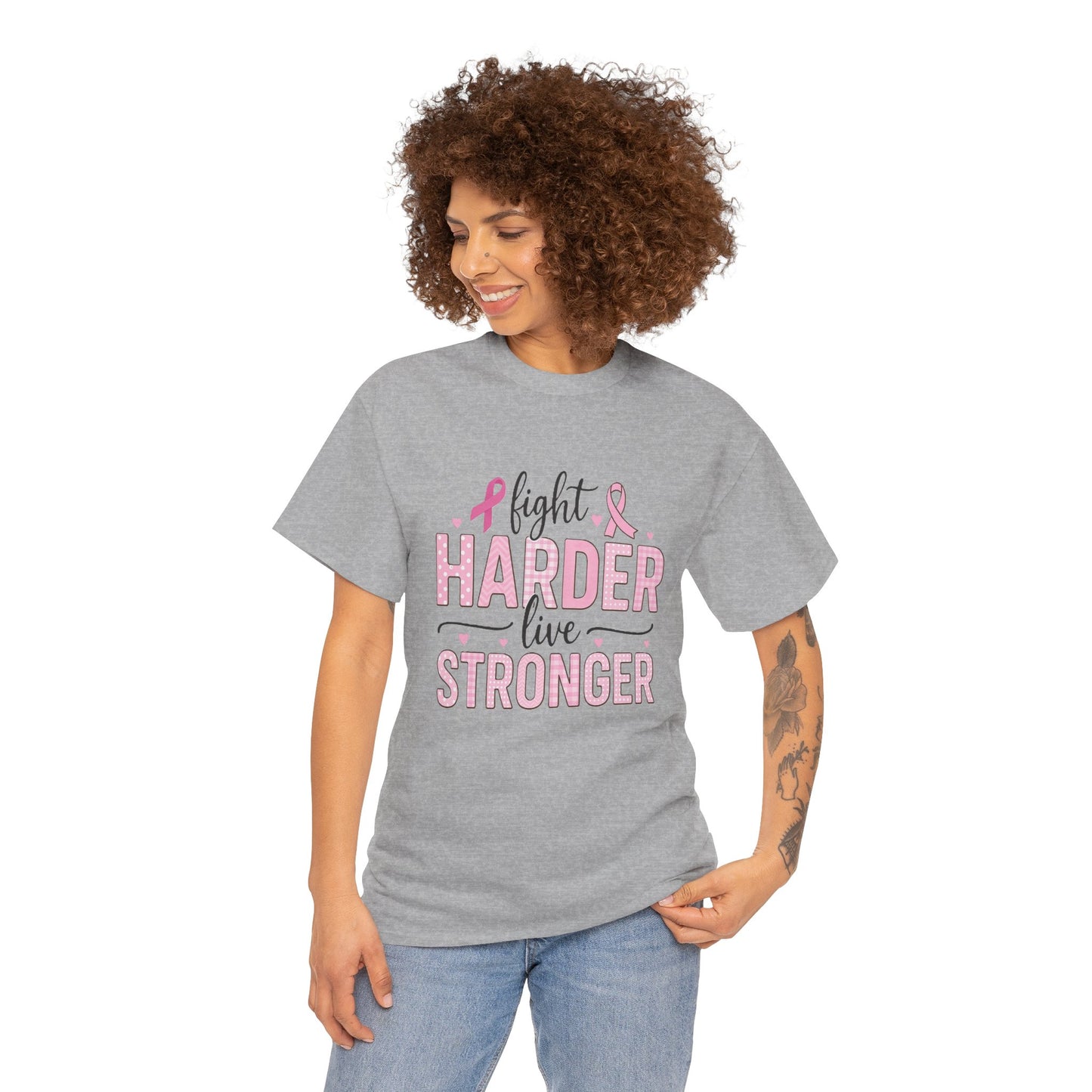 Fight Harder Live Stronger Breast Cancer Tee