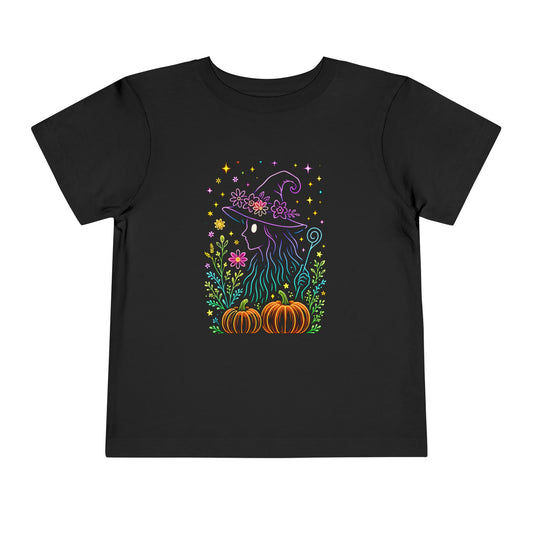 Toddler Halloween Tee - Witch Silhouette Floral Design