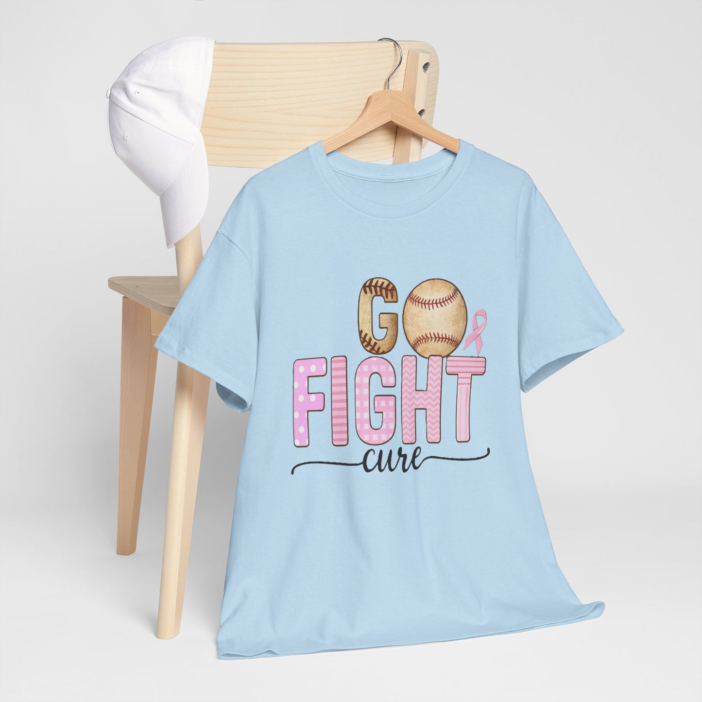 Go Fight Cure Baseball Pink Ribbon Awareness Tee
