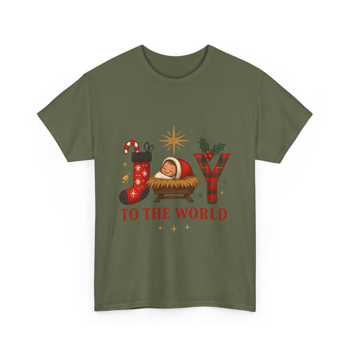 Christmas Joy Unisex Tee with Baby Jesus Illustration