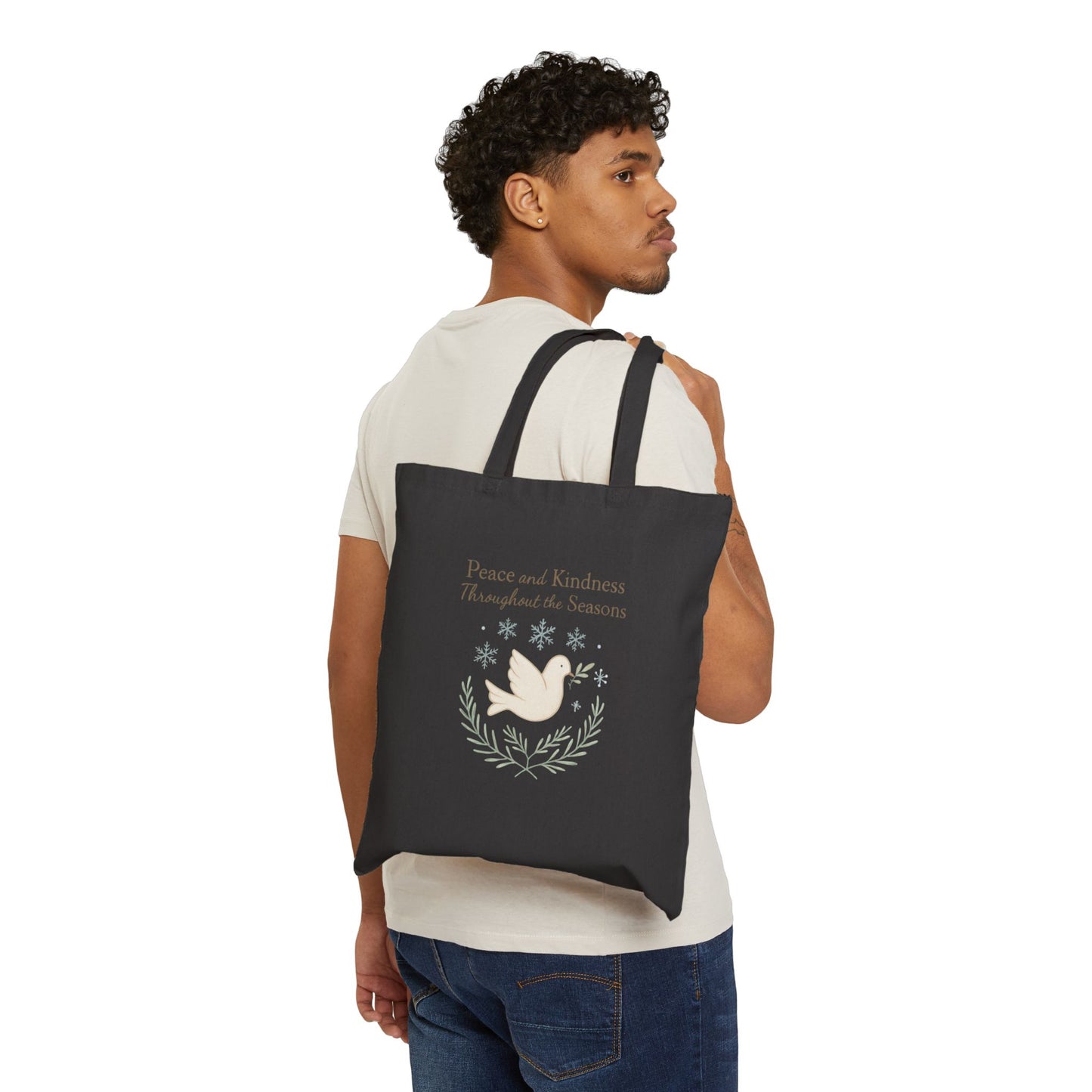 Peace and Kindness Throughout the Seasons Cotton Canvas Tote