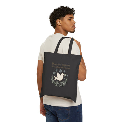 Peace and Kindness Throughout the Seasons Cotton Canvas Tote