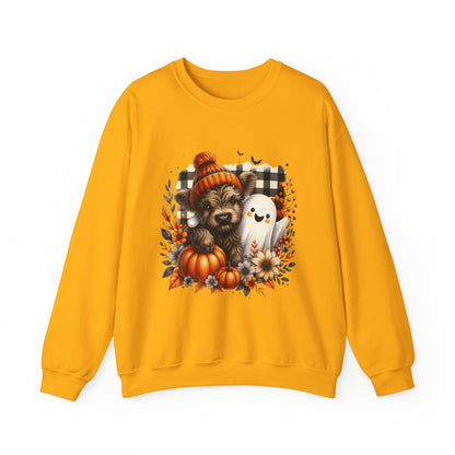 Cute Halloween Dog & Ghost Crewneck Sweatshirt