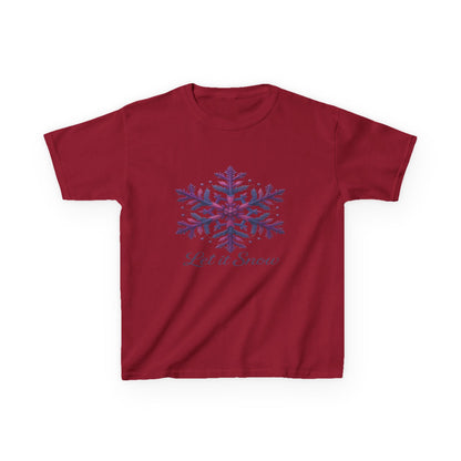 Let It Snow Dinosaur Kids Tee - Holiday Christmas Shirt