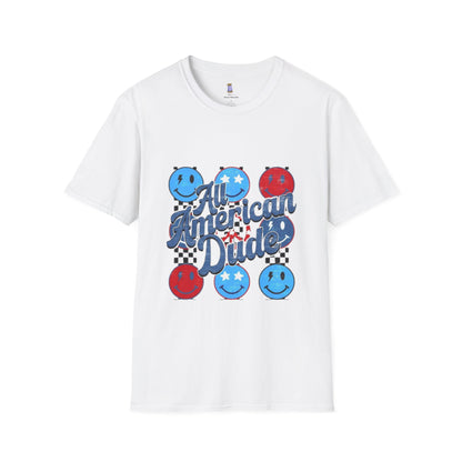 All American Dude Unisex T-Shirt, Patriotic Tee, Summer Fashion, Gift for Him, July 4th Celebration, Casual Wear
