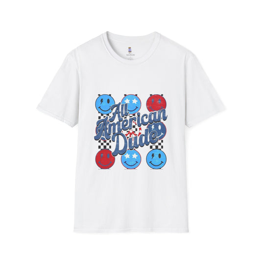All American Dude Unisex T-Shirt, Patriotic Tee, Summer Fashion, Gift for Him, July 4th Celebration, Casual Wear