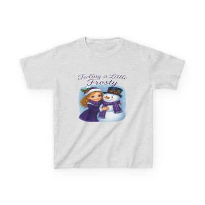 Feeling Frosty Girl & Snowman Christmas Kids Tee