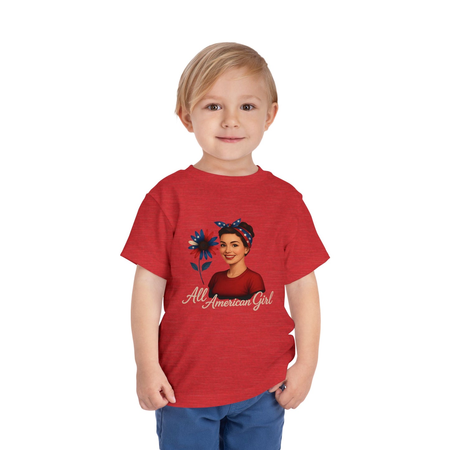 Toddler Tee All American Girl Patriotic Floral Shirt