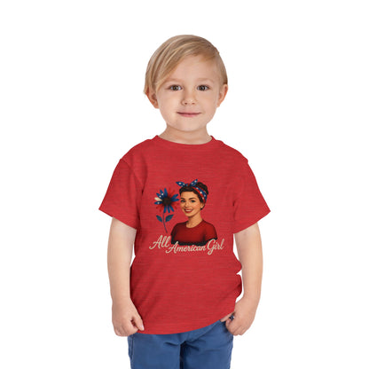 Toddler Tee All American Girl Patriotic Floral Shirt