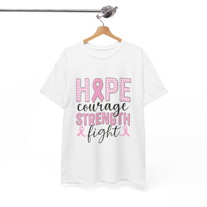 Hope, Courage & Strength Pink Ribbon Awareness Tee