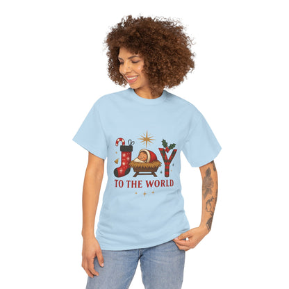 Christmas Joy Unisex Tee with Baby Jesus Illustration